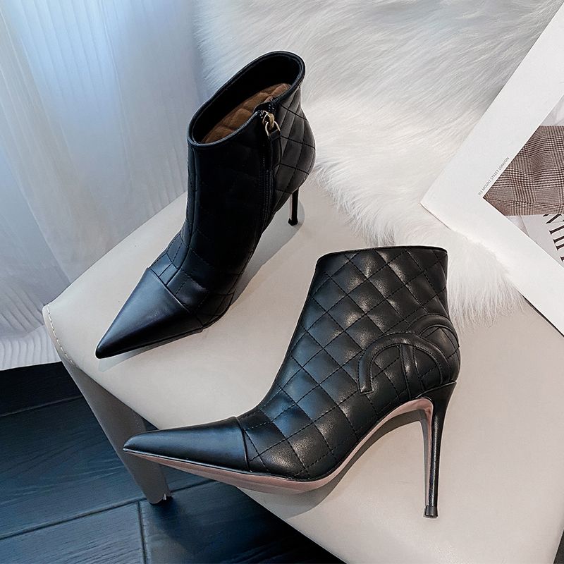Black and White Leather Women's High HeeledXC052026092201