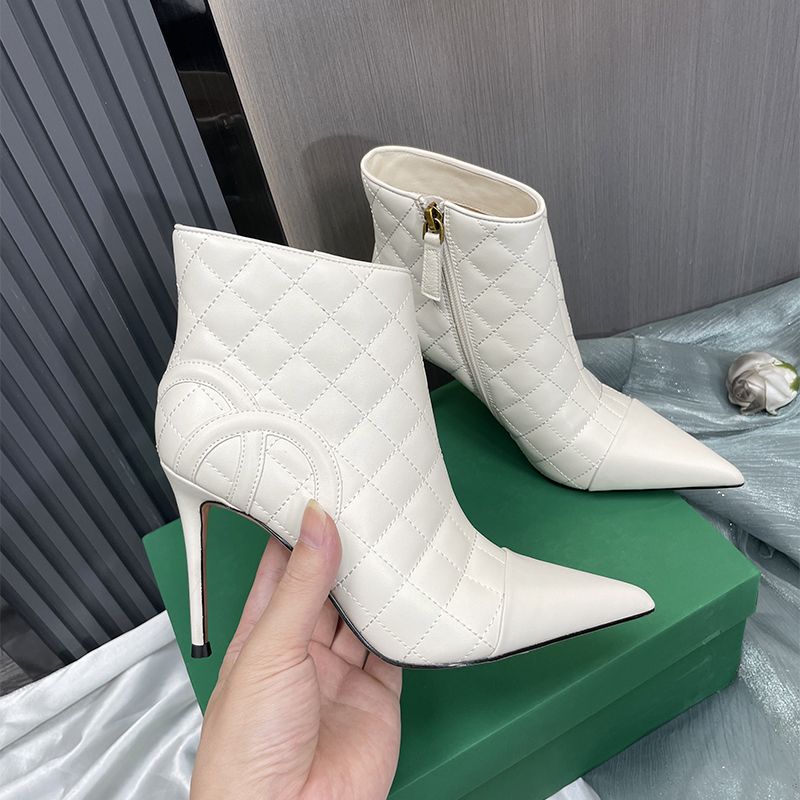 Black and White Leather Women's High HeeledXC052026092201