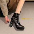 Black and White Leather Women's High HeeledXC052026092202