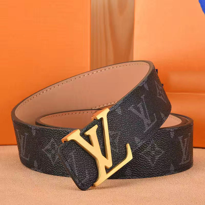Men's belt high-grade letter leather business belt trend all-match strong and durable middle-aged and young casual pants belt