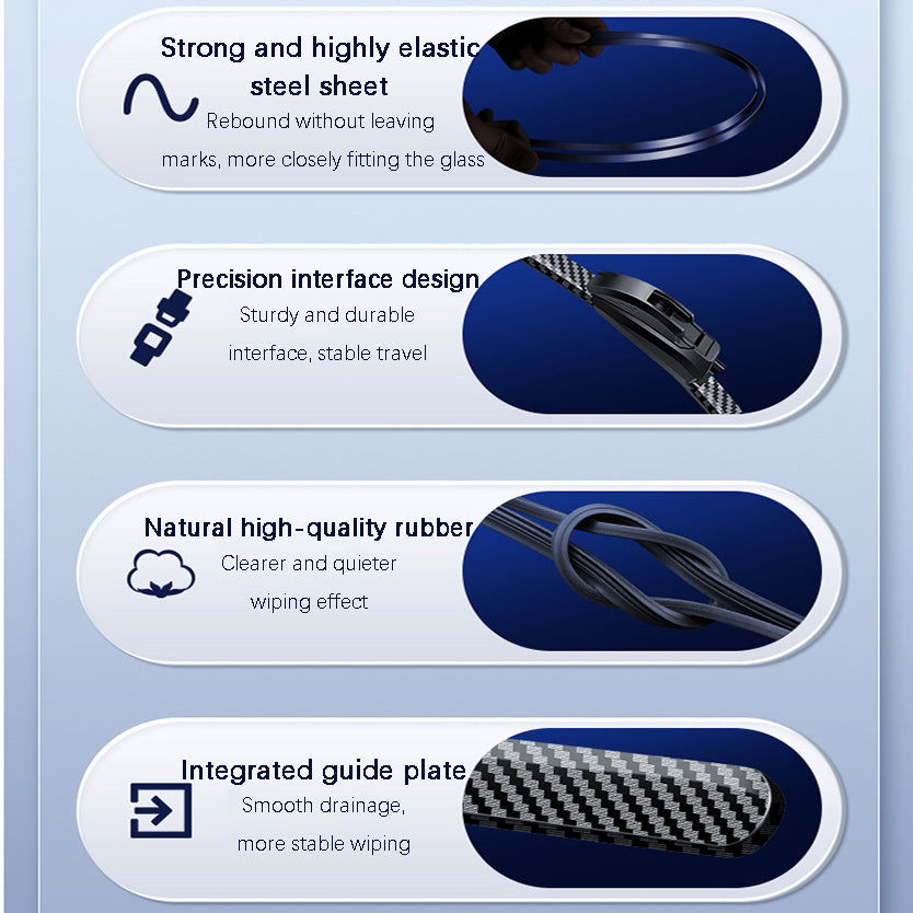 Quiet, Boneless Carbon Fiber Windscreen Wipers