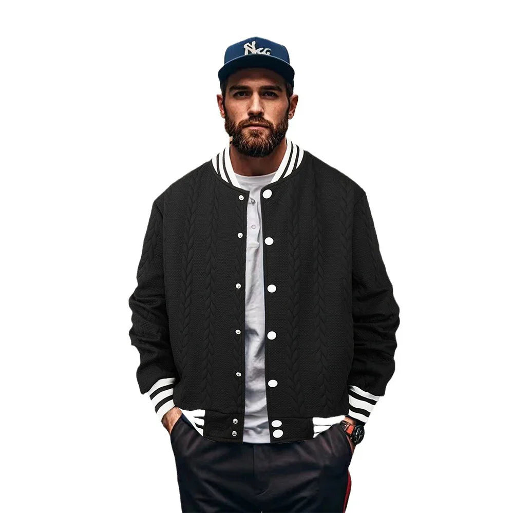 Solid-color men's cardigan baseball suit