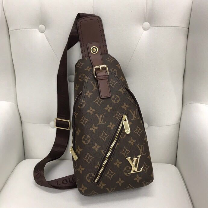 Classic Brown VL Print Backpack Chest Bag XC0423081604