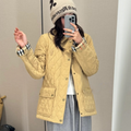 New Fashion Women Diamond Quilted Collared Jacket  DM1326091424