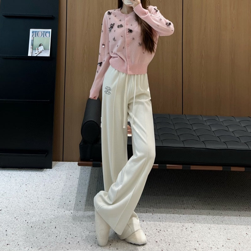 New Fashion Women's CC Drawstring Wide Leg Sweatpants CQQ1326100810