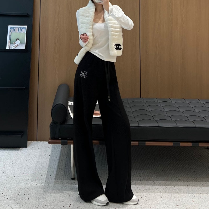 New Fashion Women's CC Drawstring Wide Leg Sweatpants CQQ1326100810