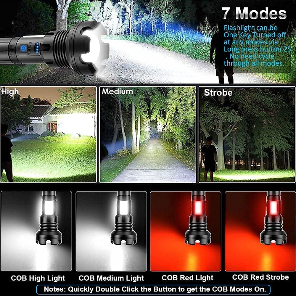 🔦 60% OFF! 🎉 90000 Lumen Rechargeable Flashlight – Extreme Brightness, Waterproof & Long Battery Life 📦