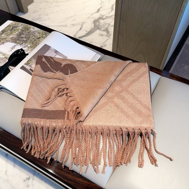 New Fashion Women Knight Horse Jacquard Double Sided Tassel Scarf ZJN1326091410
