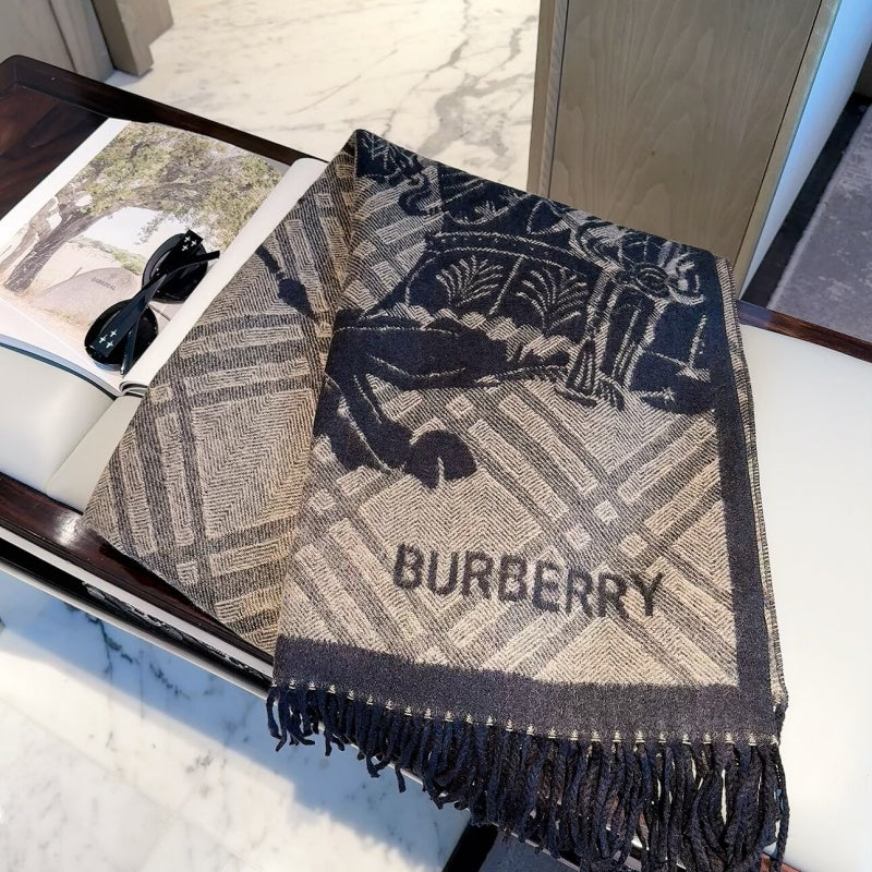 New Fashion Women Knight Horse Jacquard Double Sided Tassel Scarf ZJN1326091410