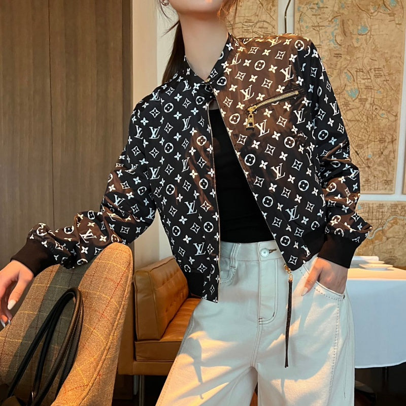 New Fashion Women Reversible Monogram Baseball Jacket DM1326091416