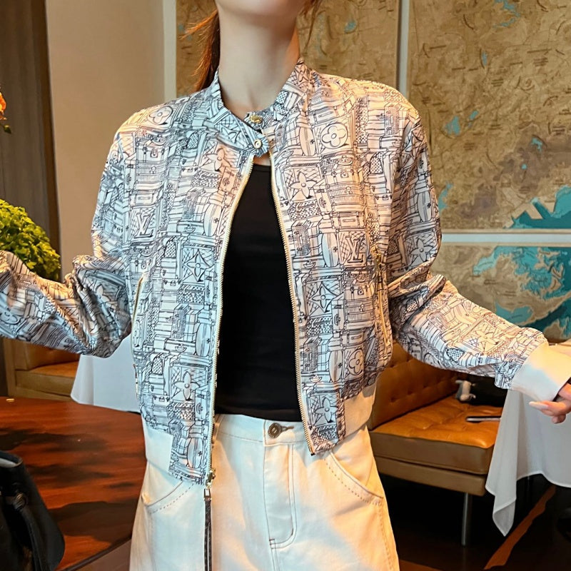 New Fashion Women Reversible Monogram Baseball Jacket DM1326091416