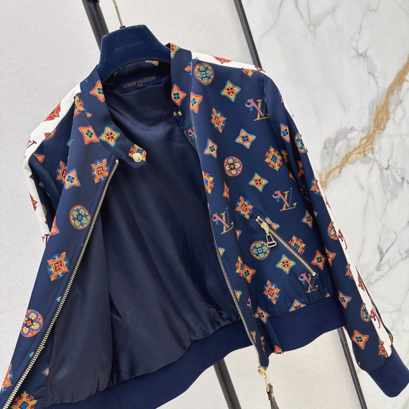 New Fashion Women Reversible Printed Stand Collar Jacket DM1326091417