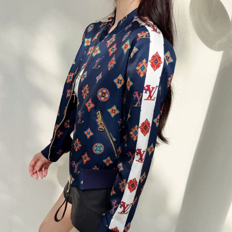 New Fashion Women Reversible Printed Stand Collar Jacket DM1326091417