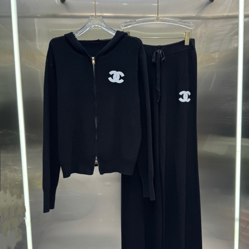 New Fashion Women CC Waffle Hooded Casual Tracksuit DM1326091420