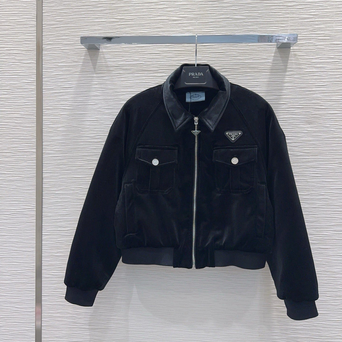 New Fashion Women PR Velvet Collared Cropped Jacket 1326091425