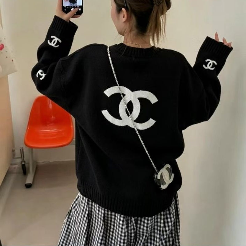 New Fashion Women's CC Printed Crew Neck Sweatshirt DM1326100802