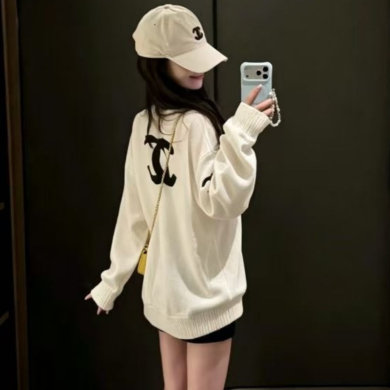 New Fashion Women's CC Printed Crew Neck Sweatshirt DM1326100802