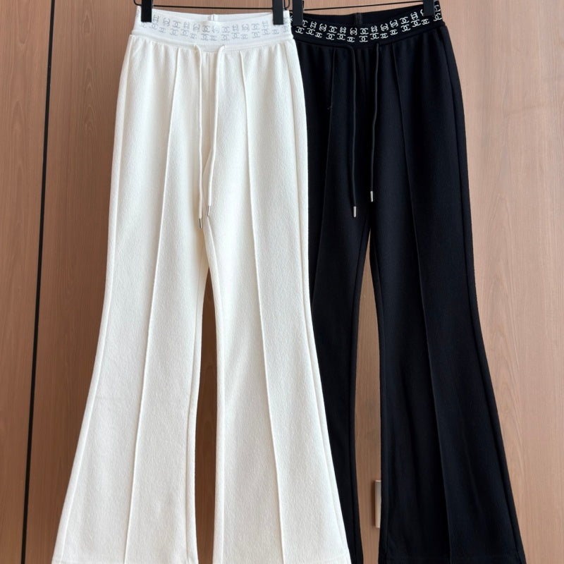 New Fashion Women's CCLetter Waist Drawstring Flared Pants DM1326100811