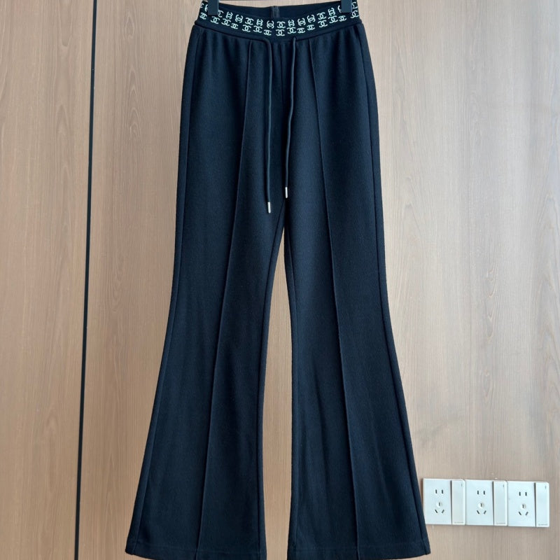 New Fashion Women's CCLetter Waist Drawstring Flared Pants DM1326100811
