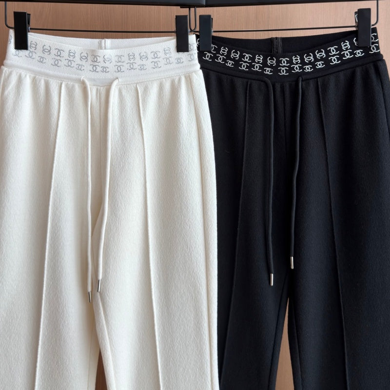 New Fashion Women's CCLetter Waist Drawstring Flared Pants DM1326100811