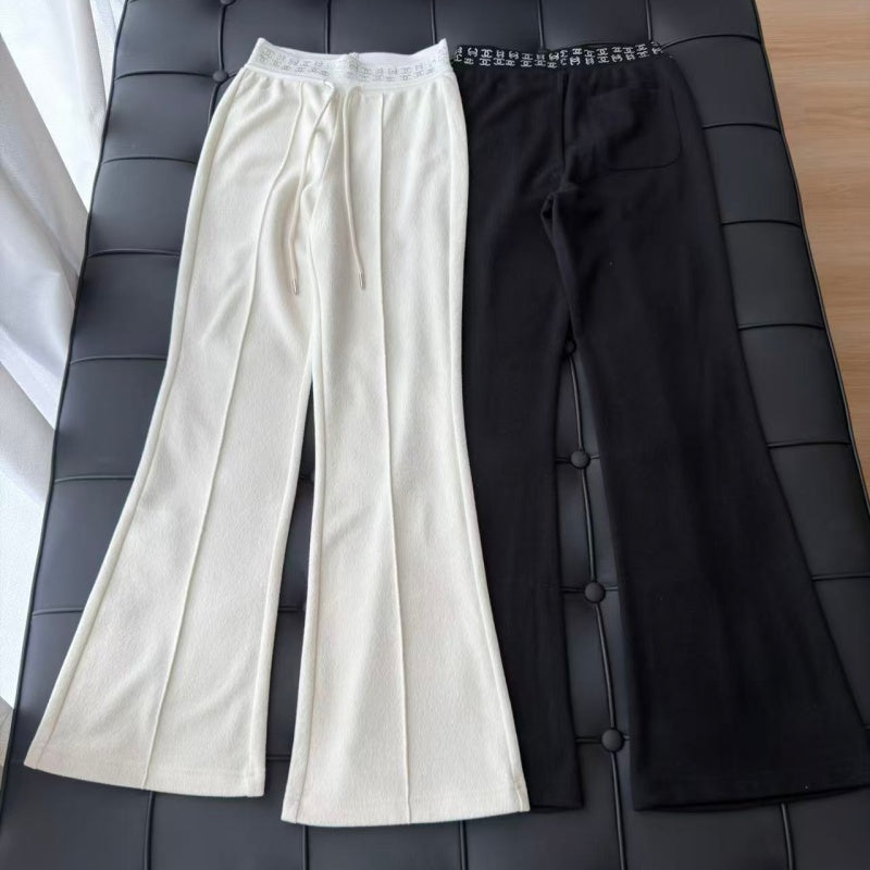New Fashion Women's CCLetter Waist Drawstring Flared Pants DM1326100811