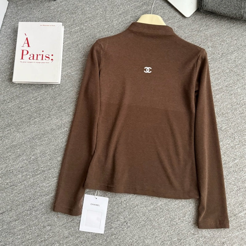 New Fashion Women's CC Mock Neck Fitted Base Top DM1326100812