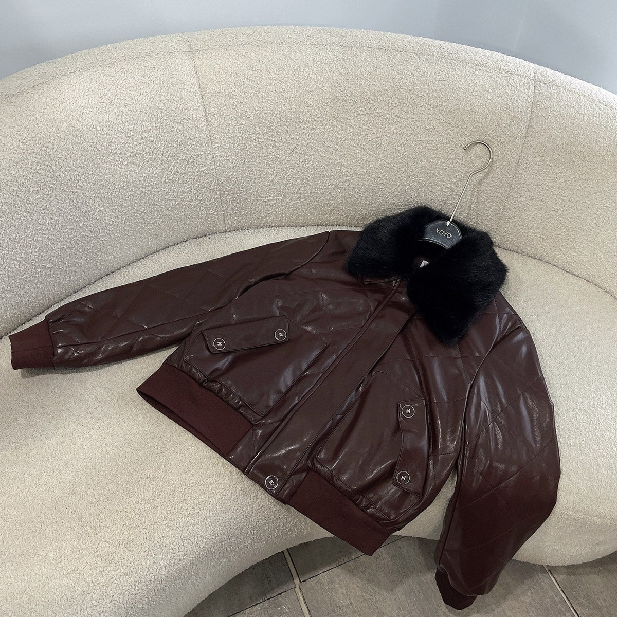 New Fashion Women's CC Leather Jacket DM1326100824