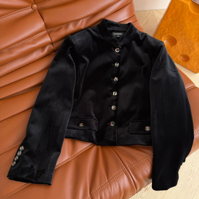 New Fashion Women's CC Velvet Jacket & Pants 2 Piece Set DM1326100829