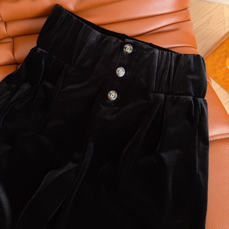 New Fashion Women's CC Velvet Jacket & Pants 2 Piece Set DM1326100829